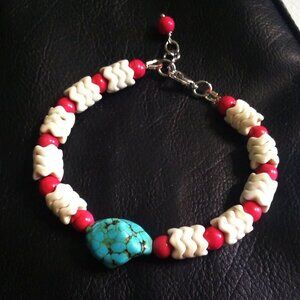 Colorful Mixed Stone Bracelet ~ Pink  Cream & Turquoise ~ Upbeat Happy Vibes